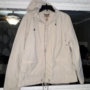 Lightweight beige Cream Hooded Anorak windbreaker Jacket 1x